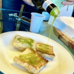 Fresh extra virgin olive oil tasting on bruschetta