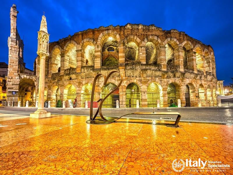 The Famous Arena at Night, Verona, Italy. 