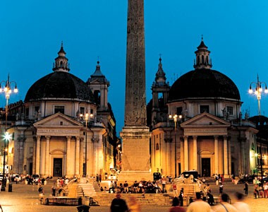 Piazza Del Popolo at dusk, Rome Italy