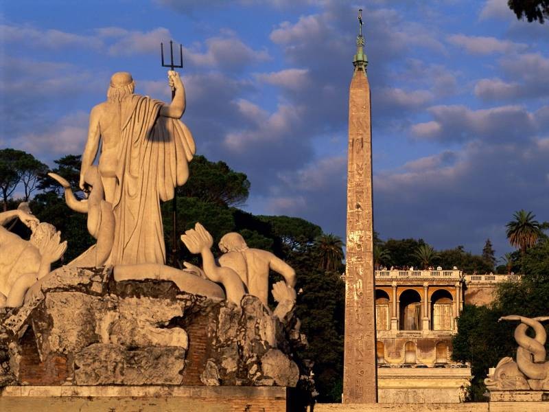 Piazza Del Popolo at dusk, Rome Italy