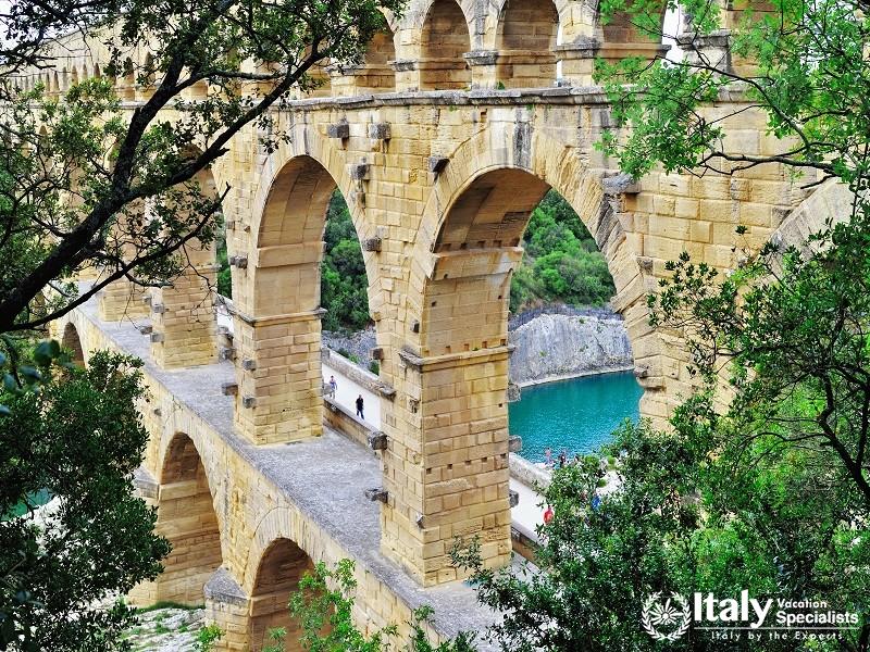 Pont du Gard is an old Roman Aqueduct Near Nimes in Southern France