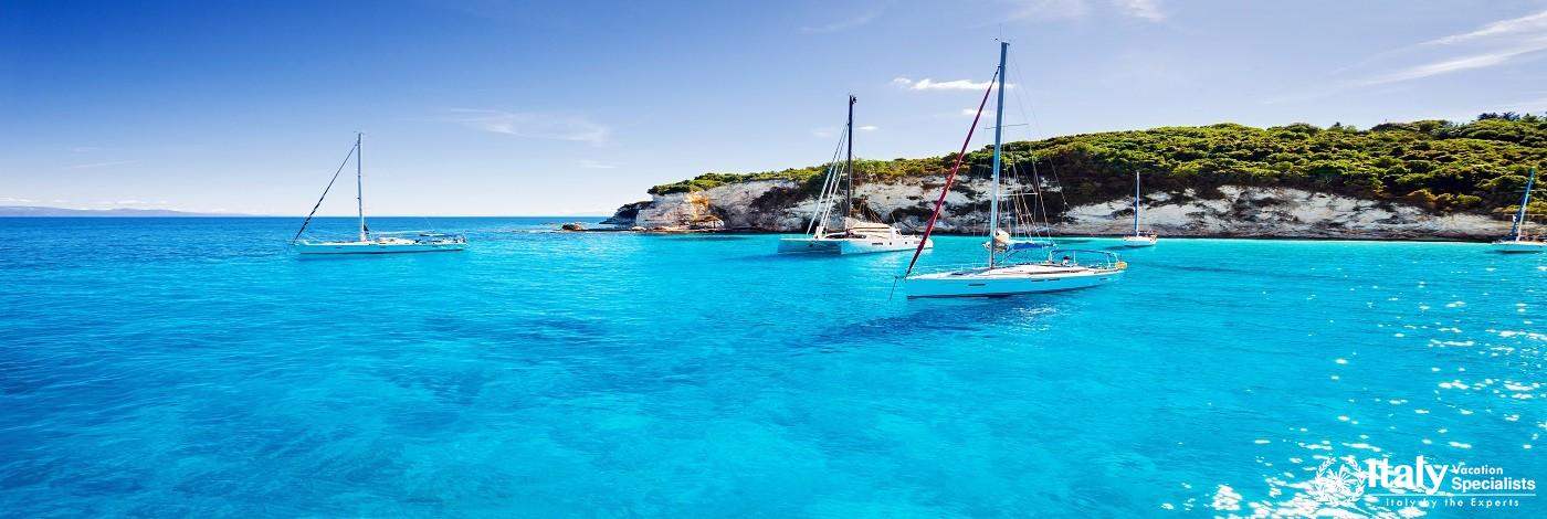 Sailboats in a Beautiful Bay, Paxos Island, Greece