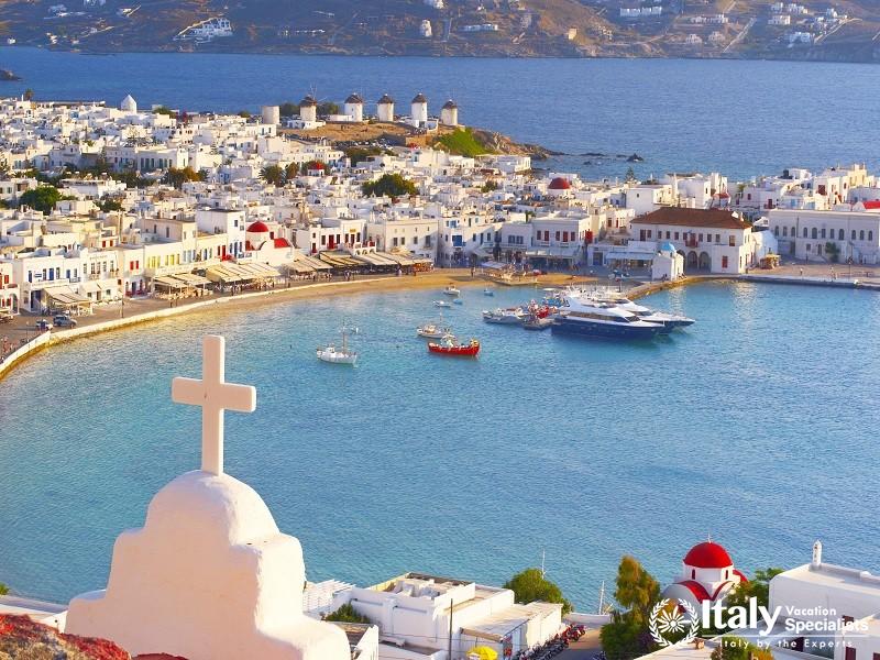 Aerial View of Mykonos Town, Chora - Mykonos Island, Greece