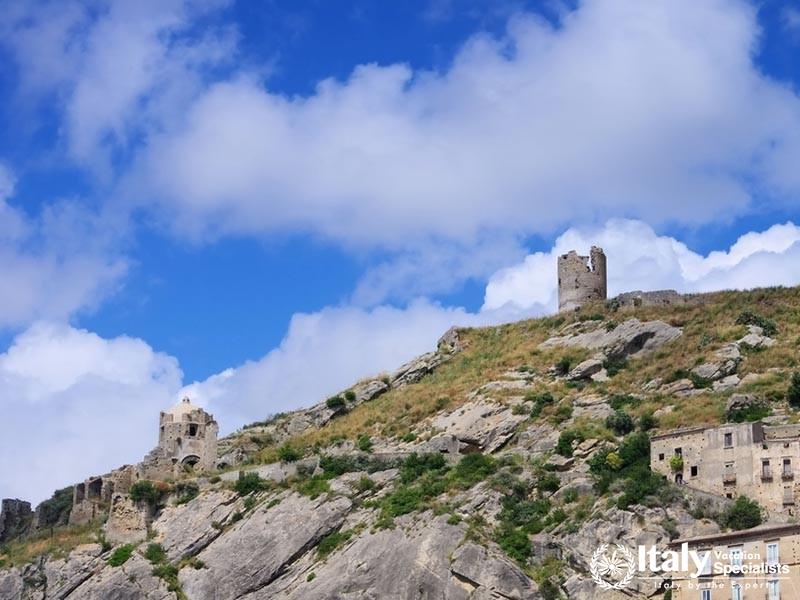 Wonderful Calabrian Tyrrhenian sea coastline landscape. Coreca Beach, Amantea, Calabria, Italy. B