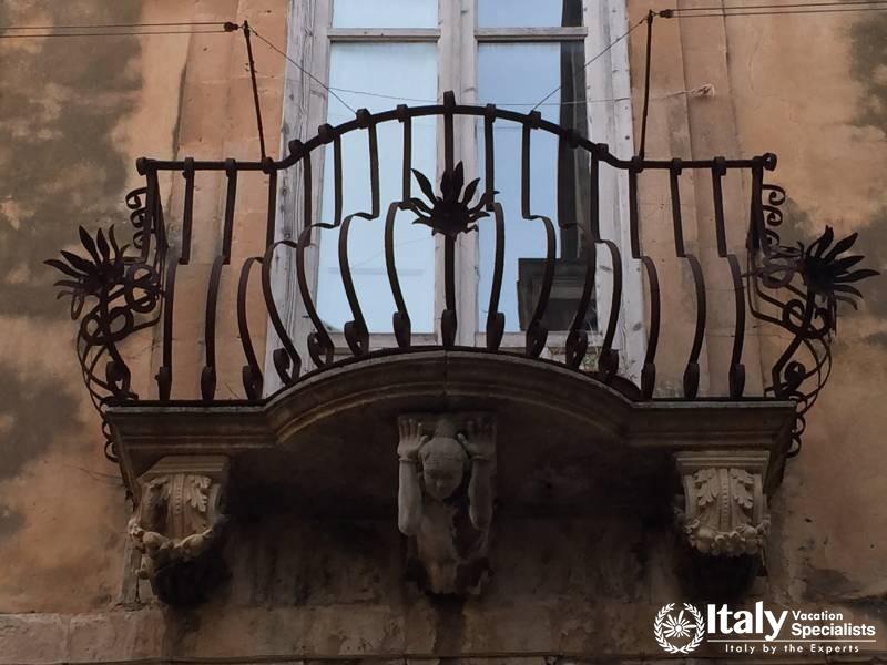 Modica, Sicily - Balcony - Typical Baroque Architecture 