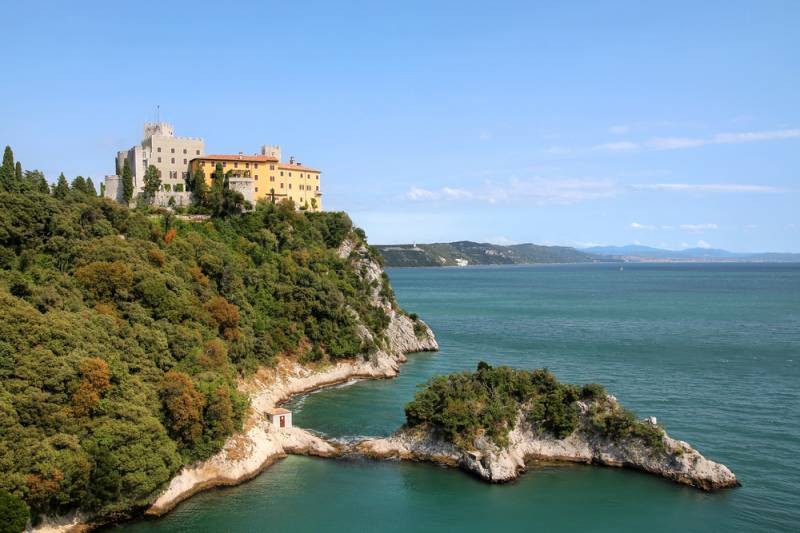 Friuli - Duino Castle overlooking the Gulf of Trieste on the Adriatic Sea - Italy