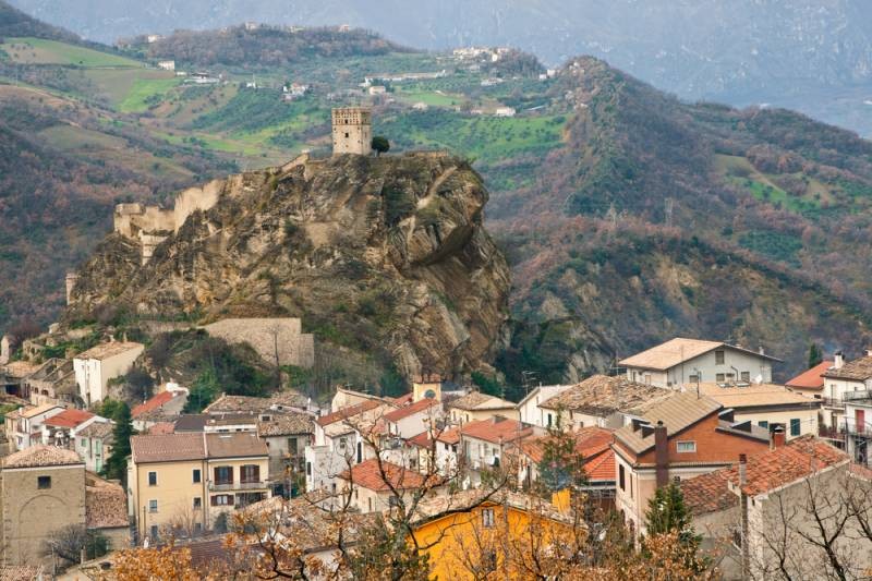 View of rural village of Roccascalegna, dominated by his castle