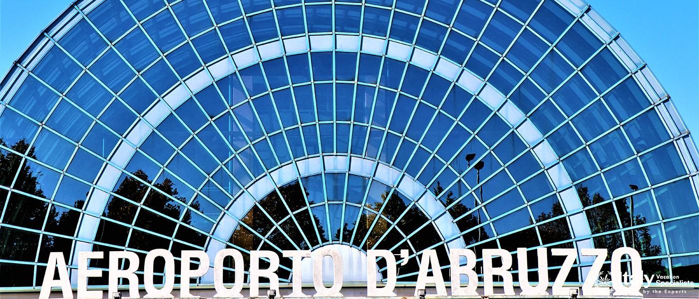 Pescara, Italy - October 2018. External view of the Pescara airport, the only airport in Abruzzo.