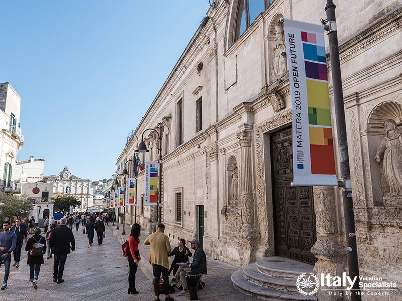 MATERA, ITALY - SEPTEMBER 30, 2018 Street of the city which will be European Capitol of Culture in 2