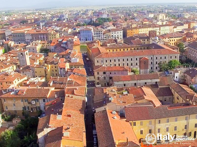 Pisa. Overhead view of city streets - Tuscany, Italy.