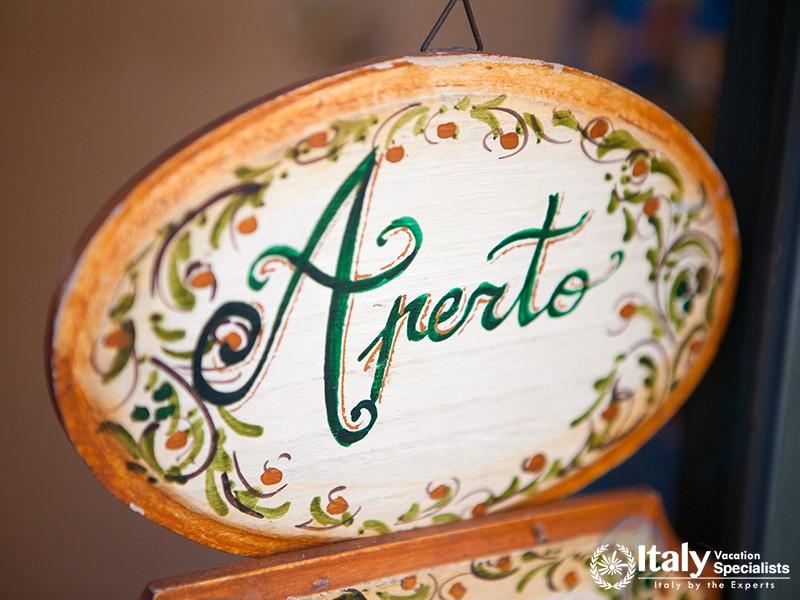 Sicilian traditional art. Note Aperto - OPEN in italian. Messina, Italy, Sicily.