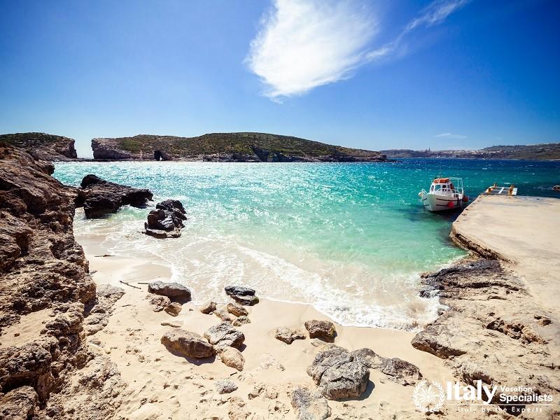 Sunny Blue Lagoon on the Comino Island, Malta