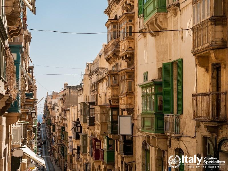 A Typical Street View of La Valletta with its Iconic Old Balconies
