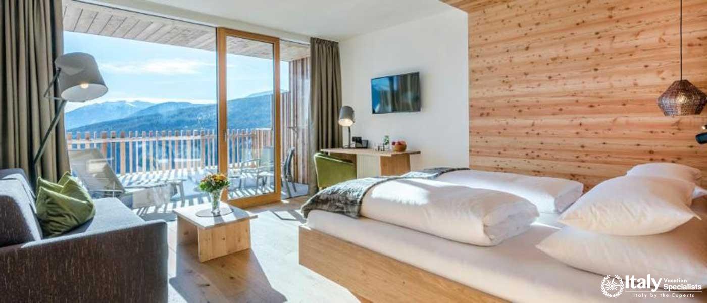 Unique interior rooms with amazing view at Tratterhof in Italy 