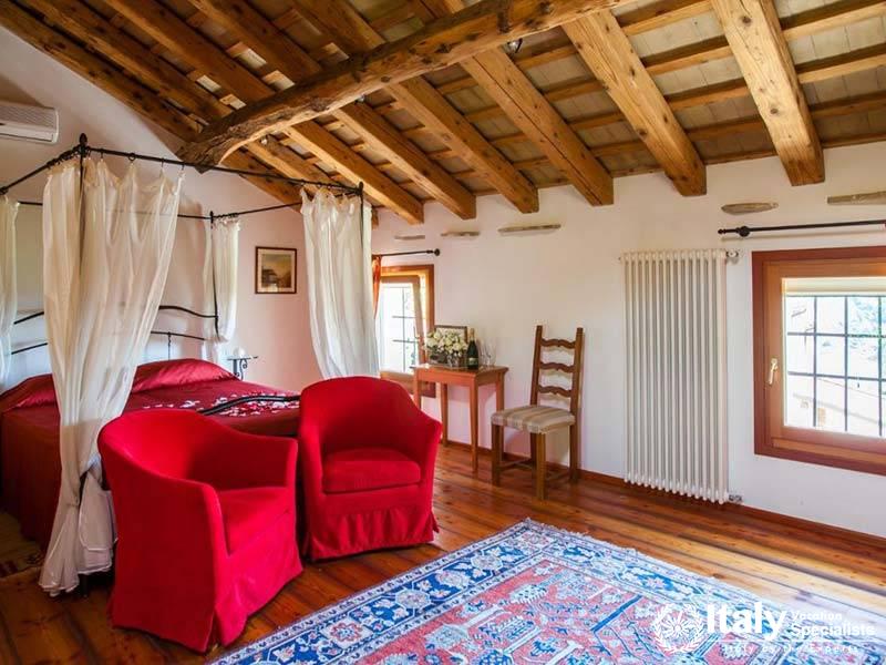Bright and Inviting Bedroom at Agriturismo Due Carpini in Valdobbiadene, Italy