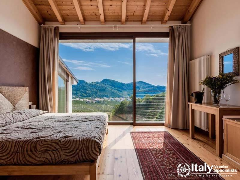 Comfortable Room with Scenic Views at Agriturismo Due Carpini in Valdobbiadene, Italy