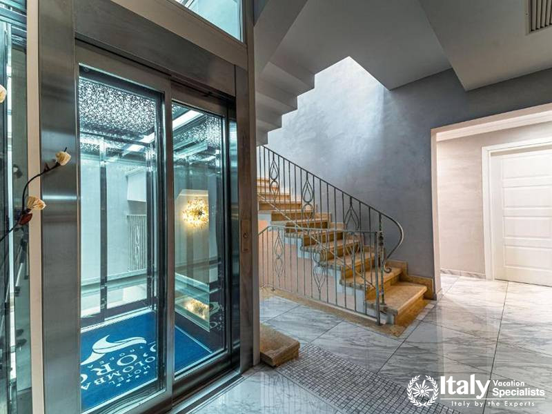 Elevator and Staircase Entrance at Hotel Colomba D'Oro in Tropea, Italy