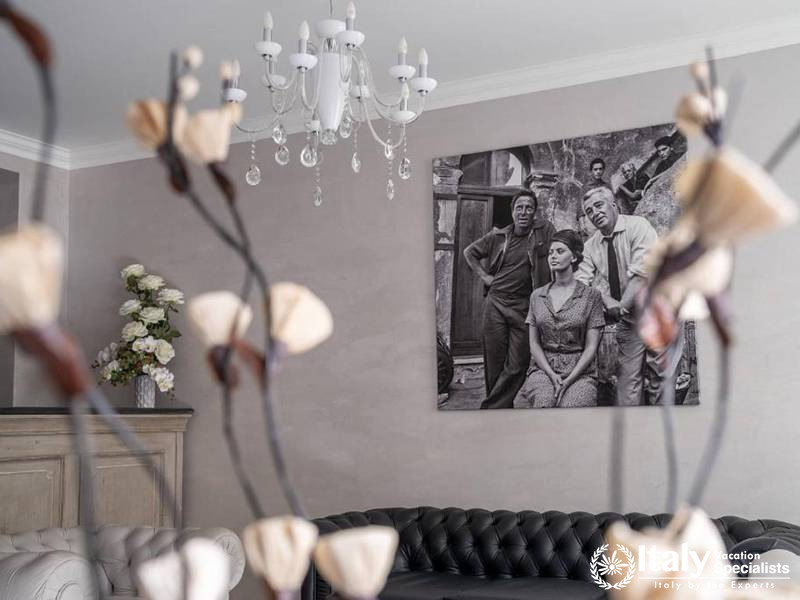Charming Living Room View at Hotel Colomba D'Oro in Tropea, Italy