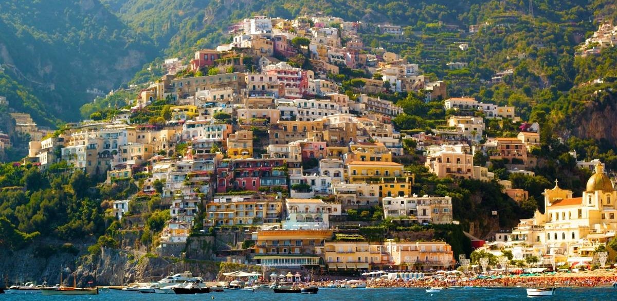 View of Positano and the Covo Dei Saraceni