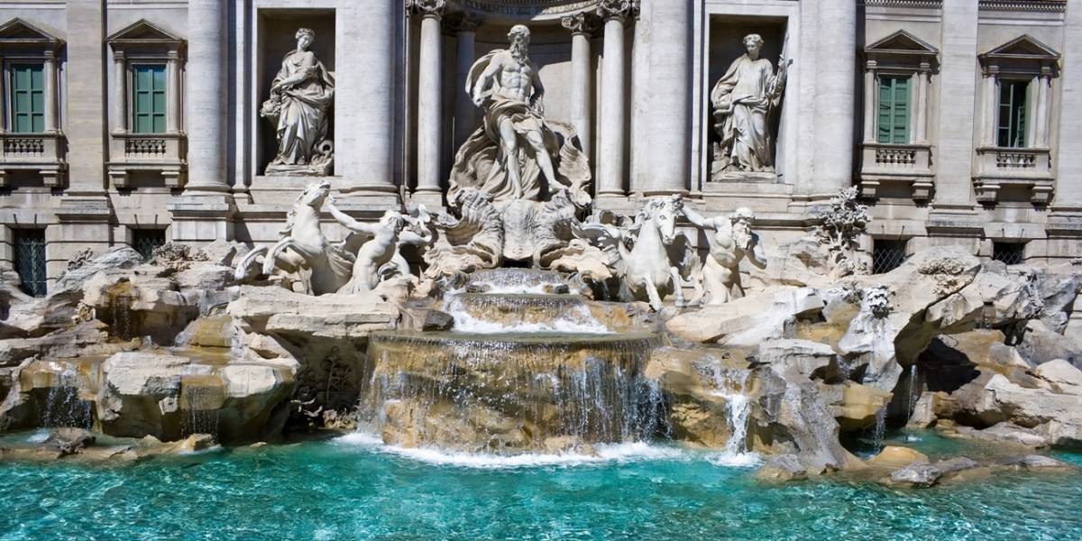 View of theTrevi Fountain, Rome from the Relais Fontana di Trevi 