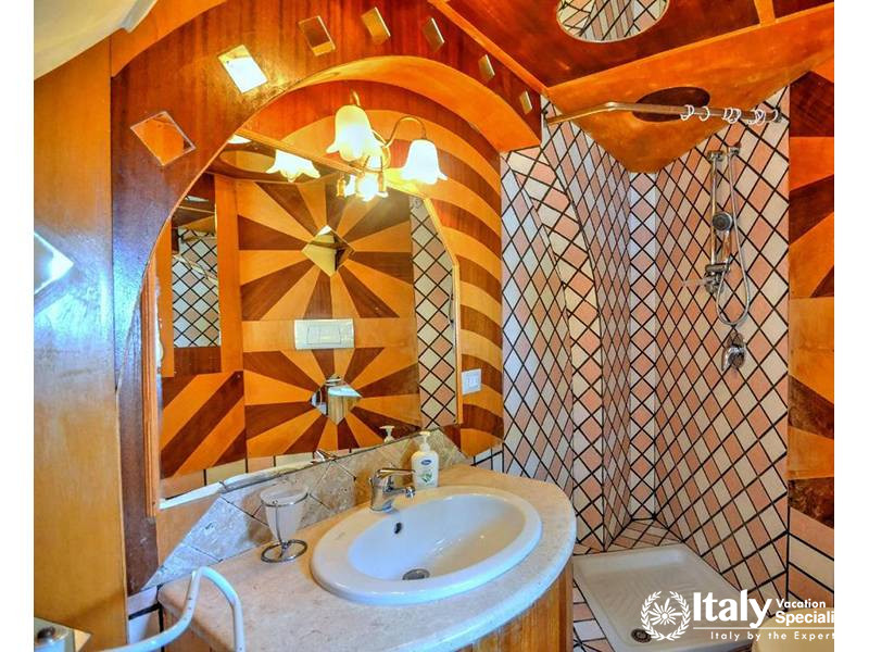 Shower Area with Artistic Tile Design