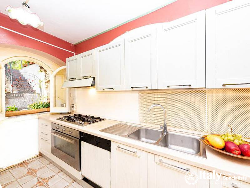 Modern Kitchen with Ocean View in Villa Bellissima Vista Mare in Campania, Italy