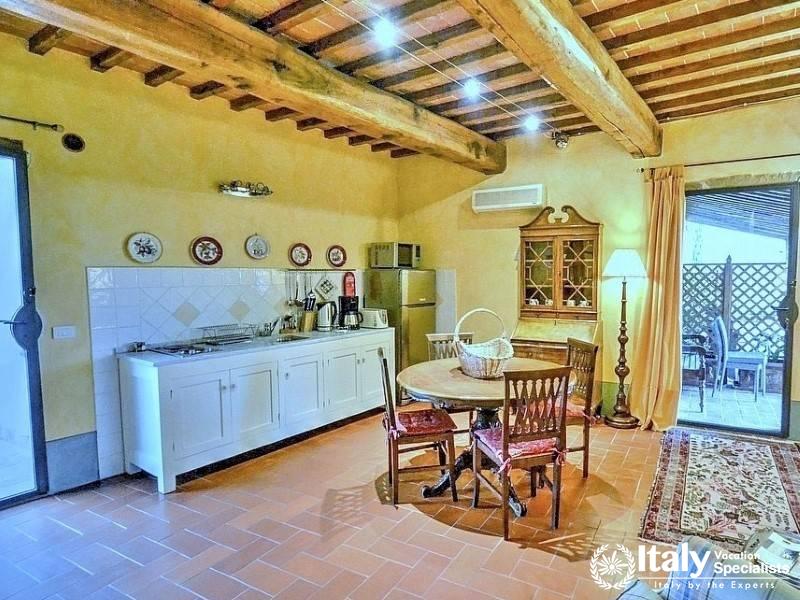 Rustic kitchen and dining area near Florence, Italy.