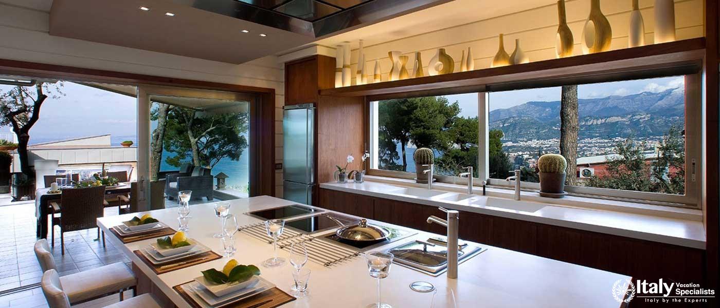 Sofa and table in terrace of Villa Moyria