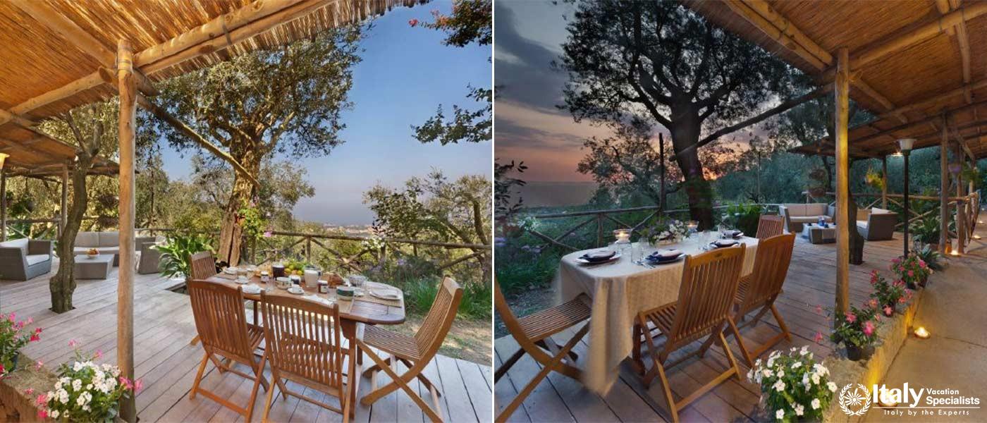 Outdoor dinning and sitting area in Villa Livia