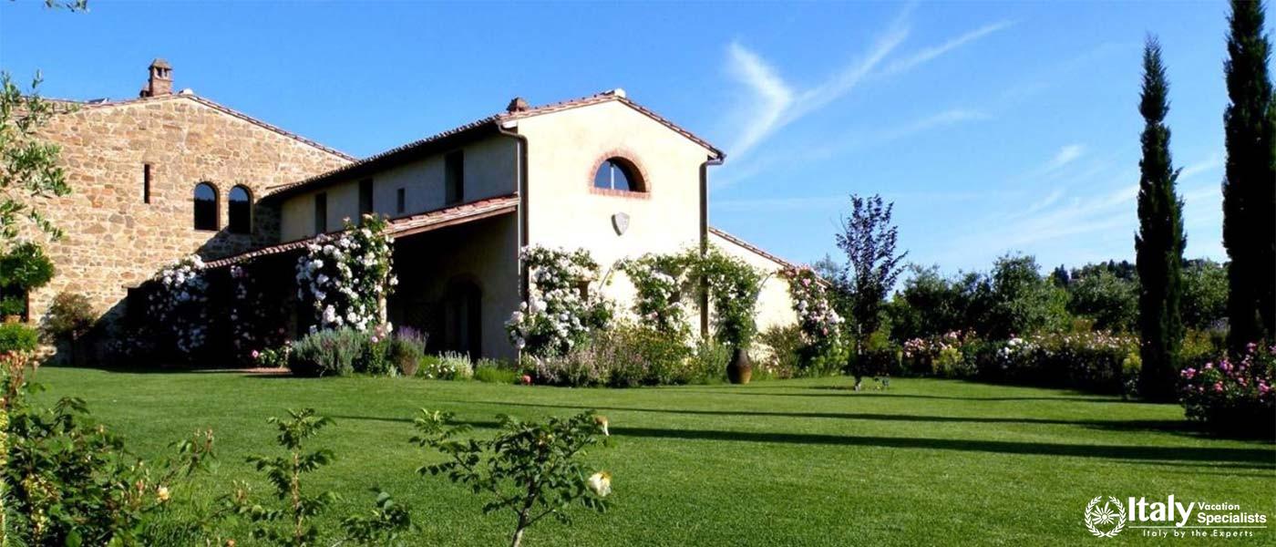 Charming villa with lush garden near Florence, Italy.