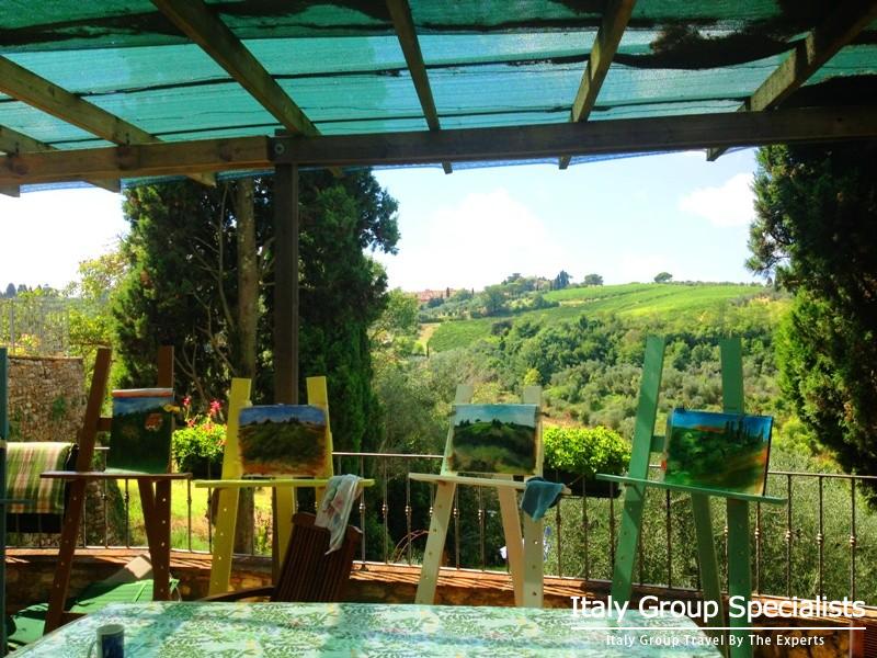 Painting on the Veranda at the VIlla Casavecchia Estate in Tuscany, Italy - Photo by Jesse Andrews 