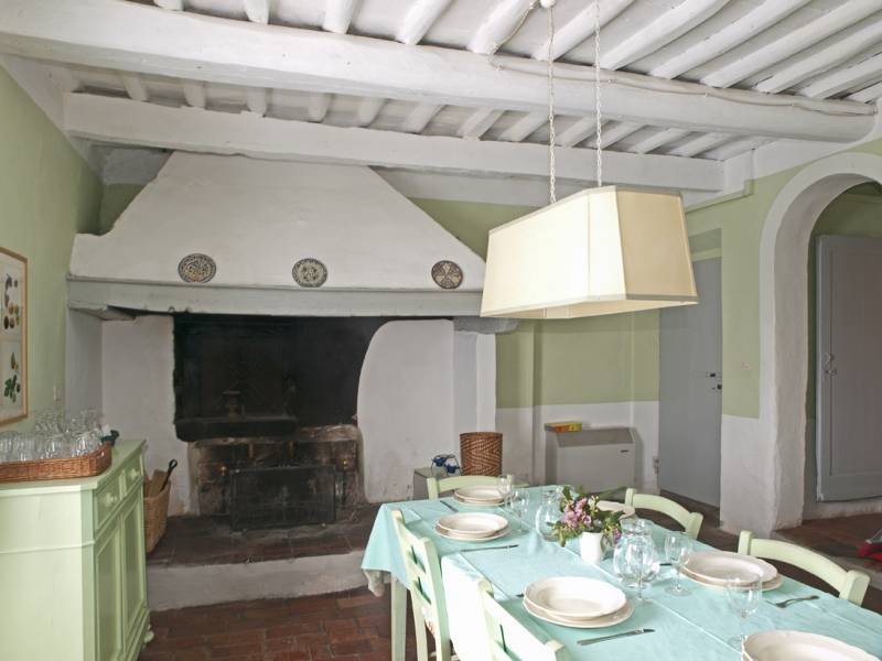 Kitchen and fireplace