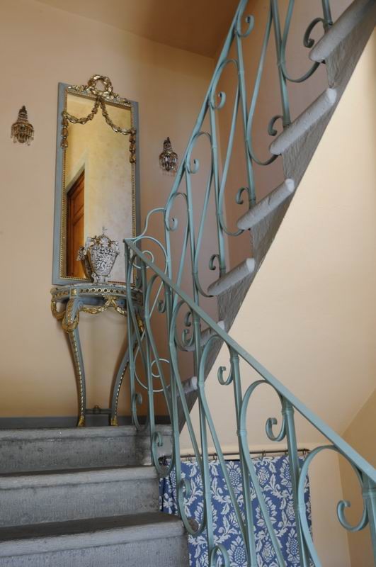 Stair with decorated iron banister