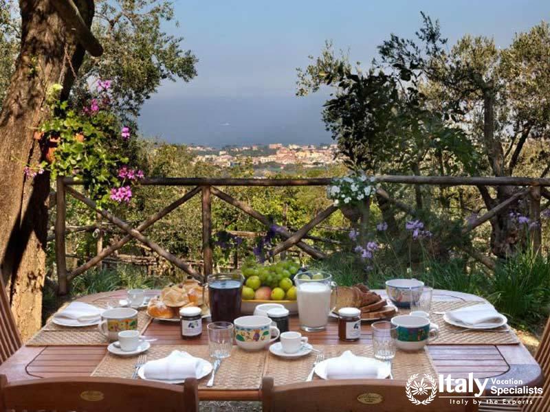 Outdoor dinning area with amazing view from Villa Livia