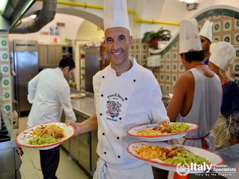 Cooking at Buca di Bacco