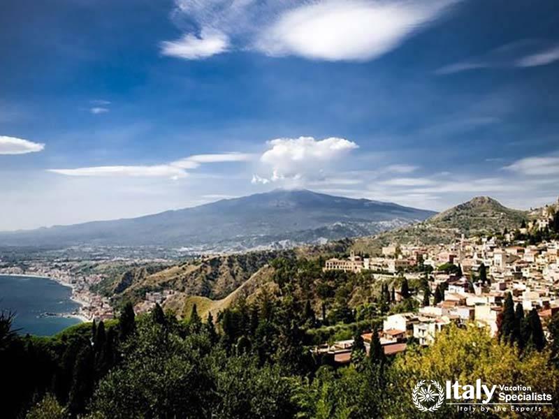 Scenic image of the small town of Militello in Val di Catania, featuring its unique buildings and vi