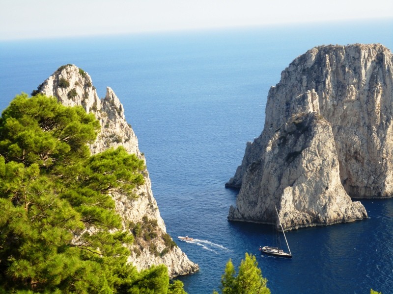 View of  Faraglioni rocks, on island of Capri,Italy