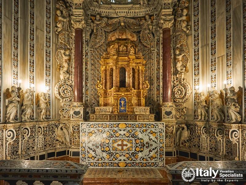 Monreale, Italy - October, 2018. Side chapels inside the Cathedral, one of the greatest examples of 