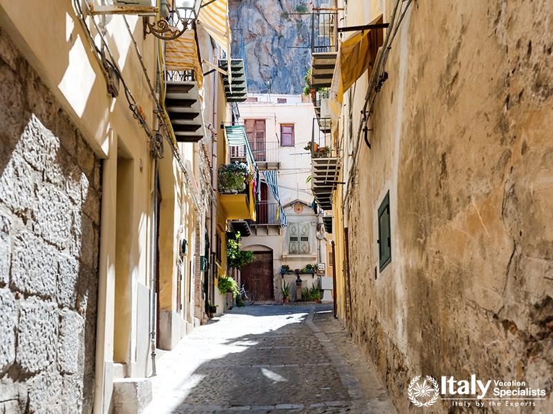 Medieval street in the ancient part of Palermo. Italy