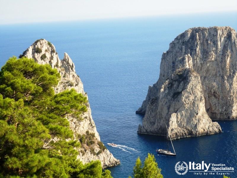 View of Faraglioni rocks, on island of Capri,Italy