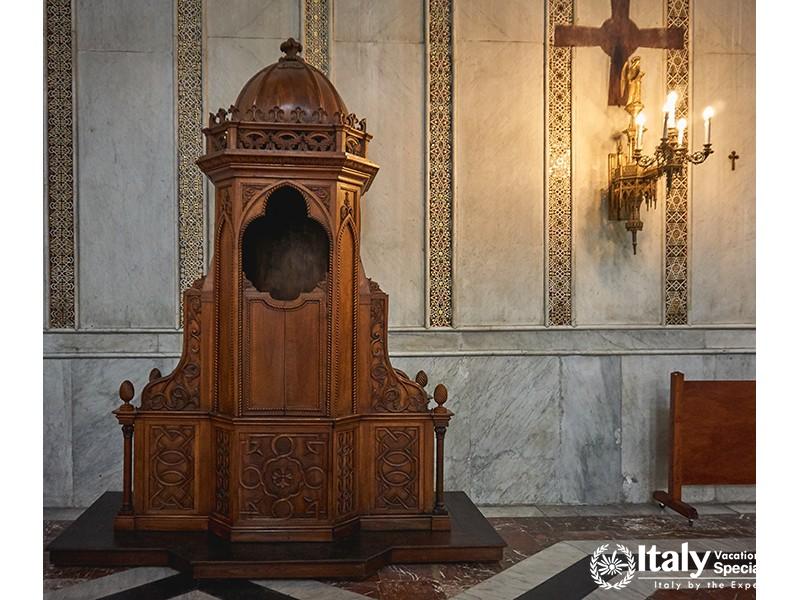 Monreale, Italy - October, 2018. A confessional booth inside the Cathedral, one of the greatest exam