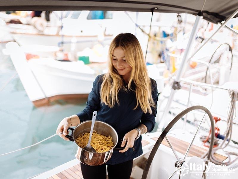 Woman cook italian pasta 