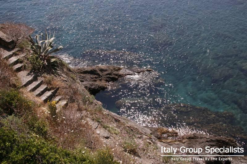 Stairway leading to sea at Monterosso, Italy